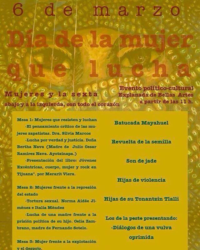 cartel mujeres y la sexta marzo 2016